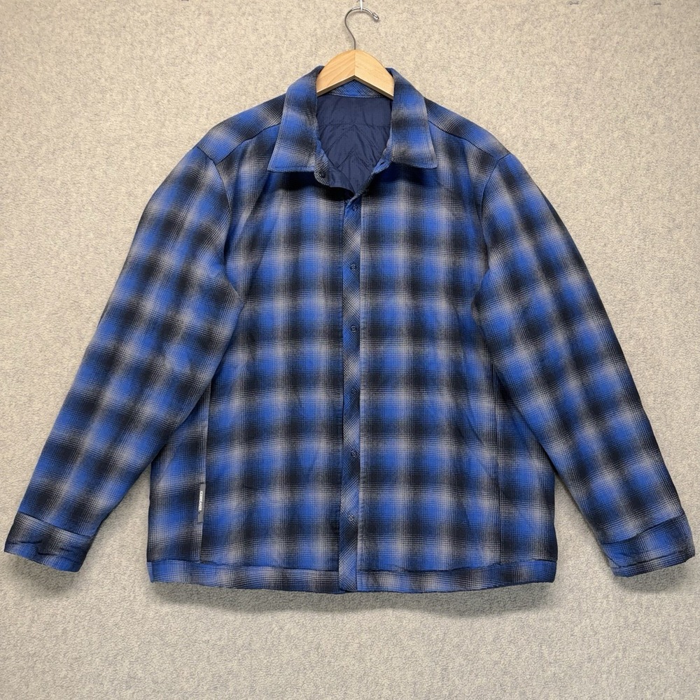 Icebreaker Reversible Insulated‎ Shirt Jacket Mens XL Blue Plaid Quilted